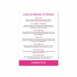 Lash Extension Aftercare Advice Leaflets
